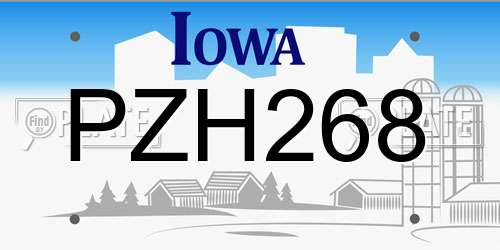 PZH268 Iowa License Plate