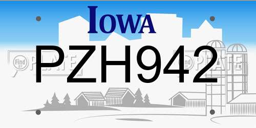 PZH942 Iowa License Plate