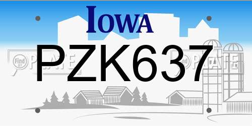 PZK637 Iowa License Plate