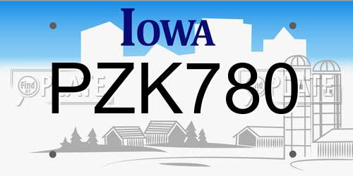 PZK780 Iowa License Plate