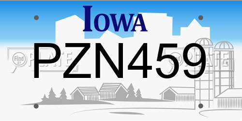 PZN459 Iowa License Plate