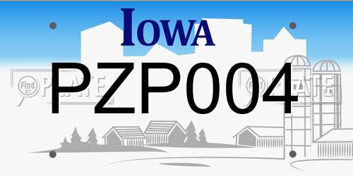 PZP004 Iowa License Plate