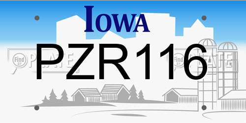 PZR116 Iowa License Plate