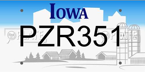 PZR351 Iowa License Plate