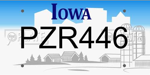 PZR446 Iowa License Plate