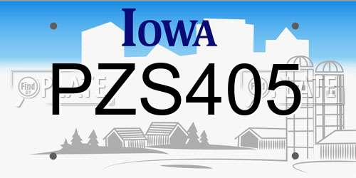 PZS405 Iowa License Plate