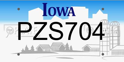 PZS704 Iowa License Plate
