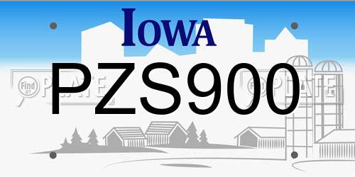PZS900 Iowa License Plate