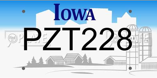 PZT228 Iowa License Plate