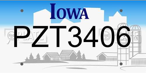 PZT3406 Iowa License Plate