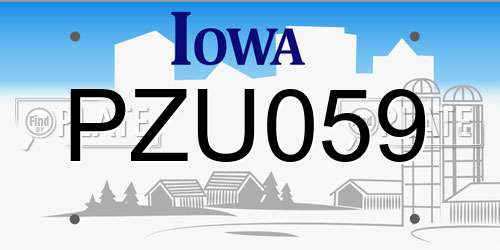 PZU059 Iowa License Plate