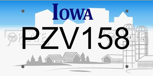 PZV158 Iowa License Plate
