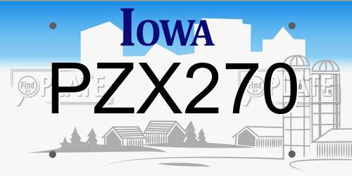 PZX270 Iowa License Plate