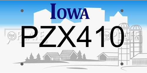 PZX410 Iowa License Plate