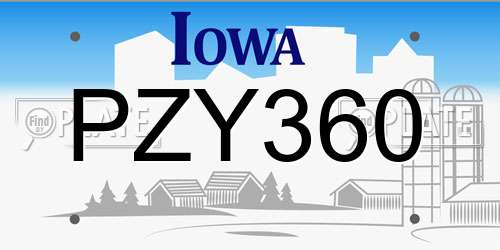 PZY360 Iowa License Plate