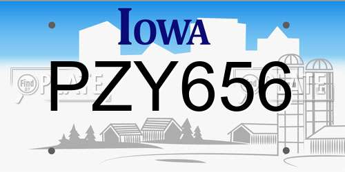 PZY656 Iowa License Plate