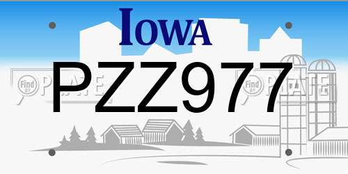 PZZ977 Iowa License Plate