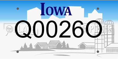 Q0026O Iowa License Plate