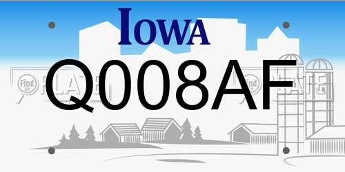 Q008AF Iowa License Plate