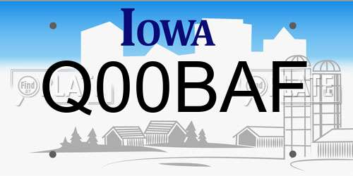 Q00BAF Iowa License Plate