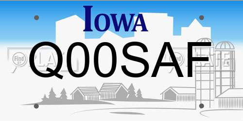 Q00SAF Iowa License Plate