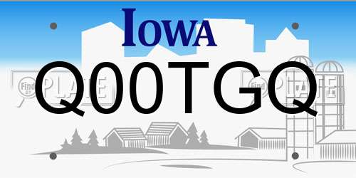 Q00TGQ Iowa License Plate