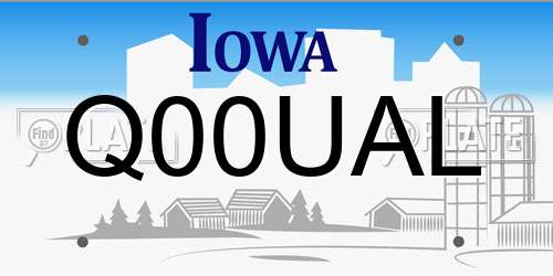 Q00UAL Iowa License Plate