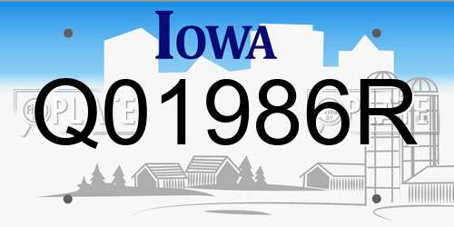 Q01986R Iowa License Plate
