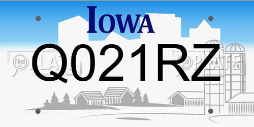 Q021RZ Iowa License Plate