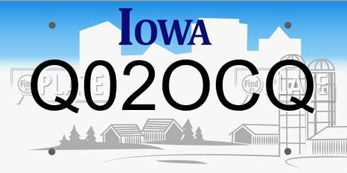 Q02OCQ Iowa License Plate