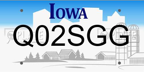 Q02SGG Iowa License Plate