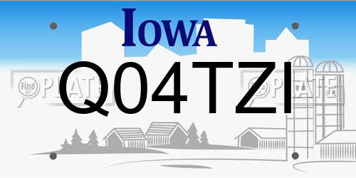 Q04TZI Iowa License Plate