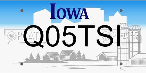 Q05TSI Iowa License Plate
