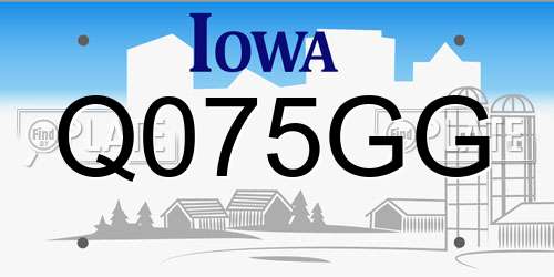 Q075GG Iowa License Plate