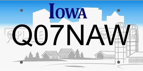 Q07NAW Iowa License Plate