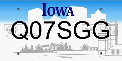 Q07SGG Iowa License Plate