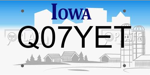 Q07YET Iowa License Plate
