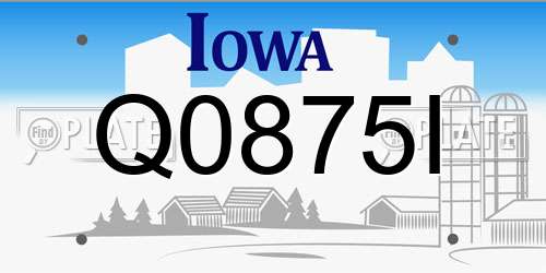 Q0875I Iowa License Plate