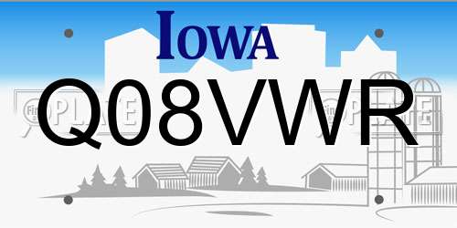 Q08VWR Iowa License Plate