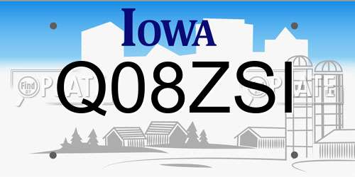 Q08ZSI Iowa License Plate