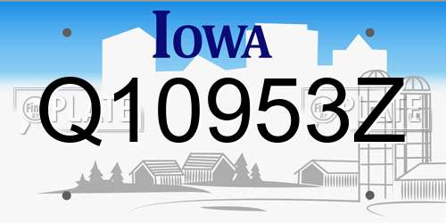 Q10953Z Iowa License Plate