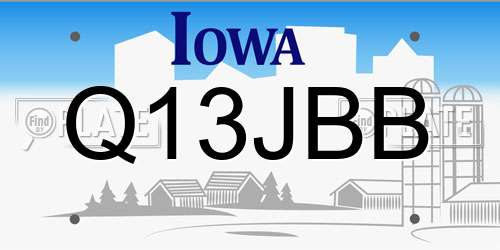 Q13JBB Iowa License Plate