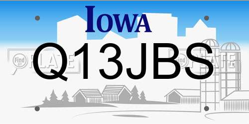 Q13JBS Iowa License Plate