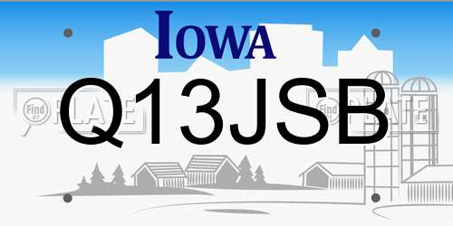 Q13JSB Iowa License Plate