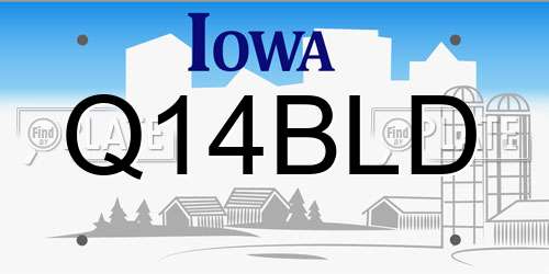 Q14BLD Iowa License Plate