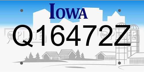 Q16472Z Iowa License Plate