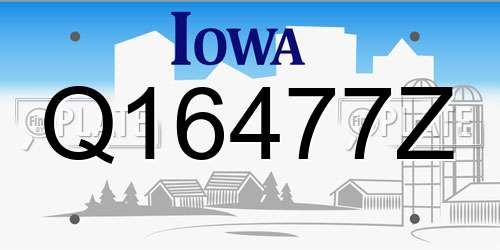Q16477Z Iowa License Plate