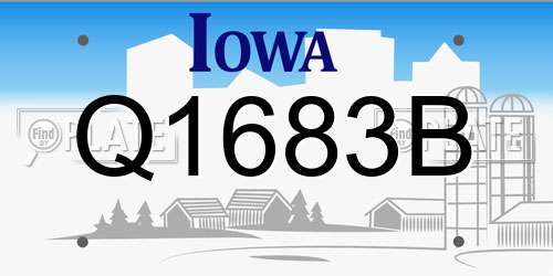 Q1683B Iowa License Plate