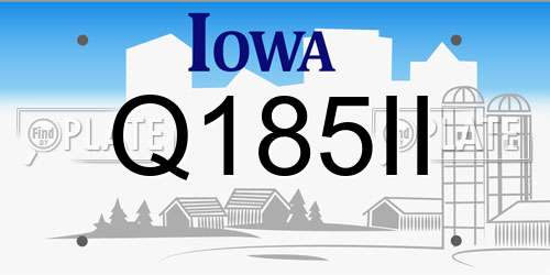 Q185II Iowa License Plate