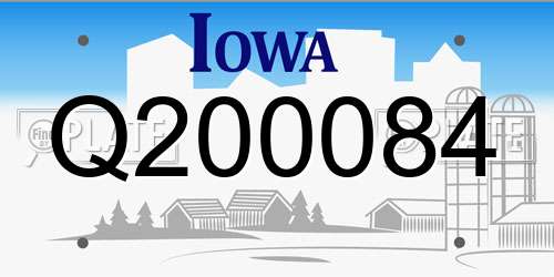 Q200084 Iowa License Plate